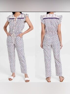 XIRENA Liam Jumpsuit in Sand Castle Printed Cotton Small